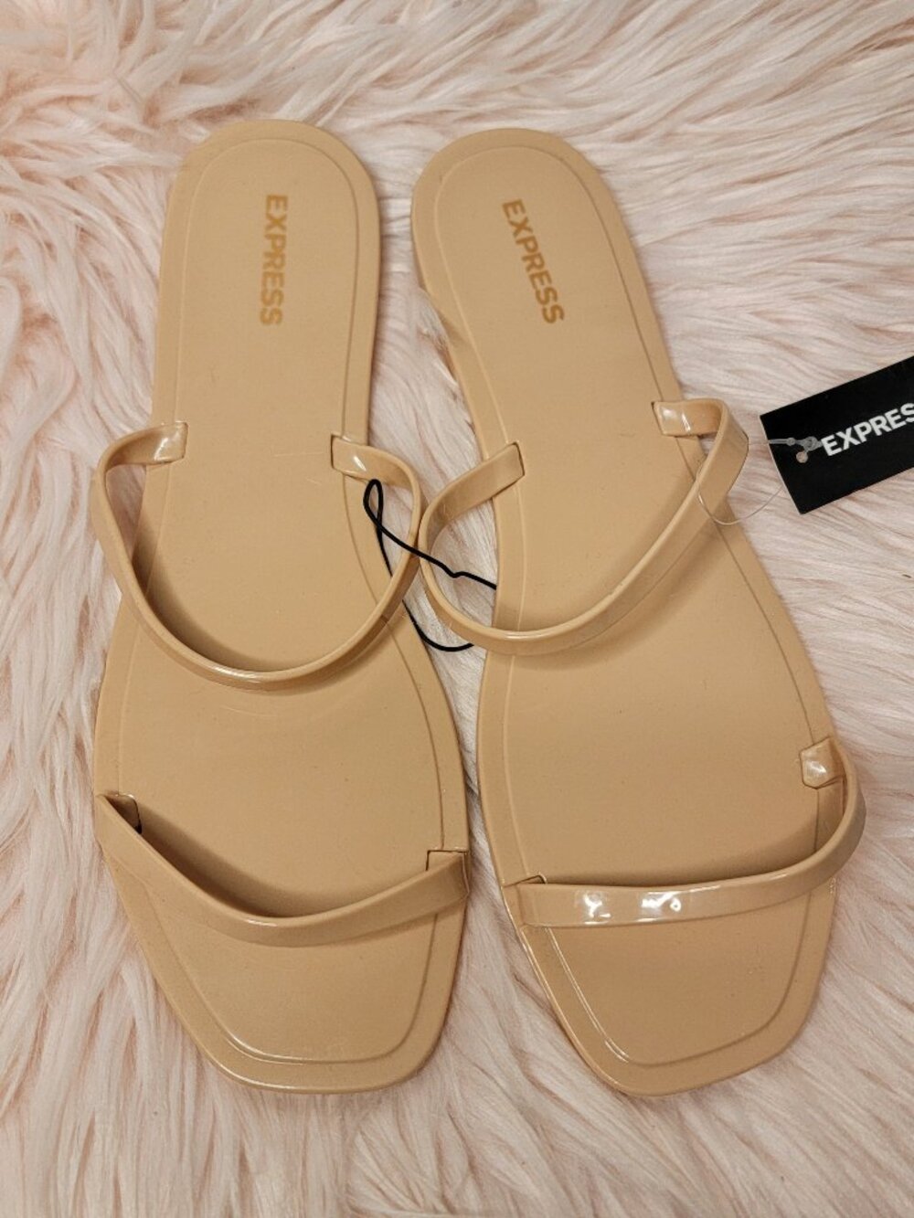 NWT Express "Nude" Square Toed Jelly Sandals